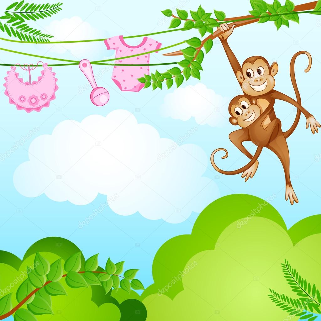 Monkey Swinging with Kid Stock Vector Image by ©stockshoppe #24341573