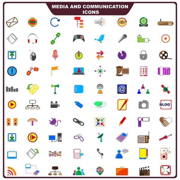 Mídia colorida e ícone de comunicação — Vetor de Stock