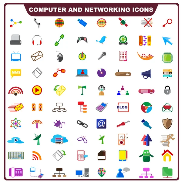 Colorful Computer and Networking Icon — Stock Vector