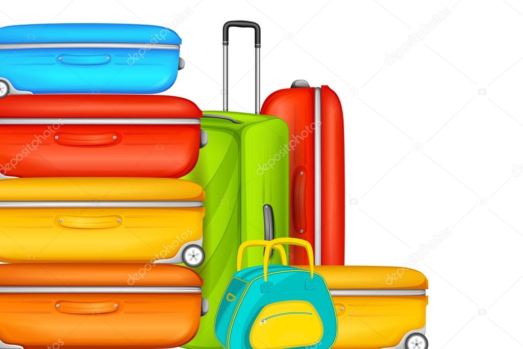 Colorful Suitcase in Travel Background