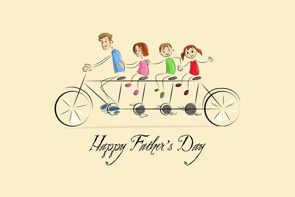 Father's Day achtergrond met vader en kinderen — Stockvector