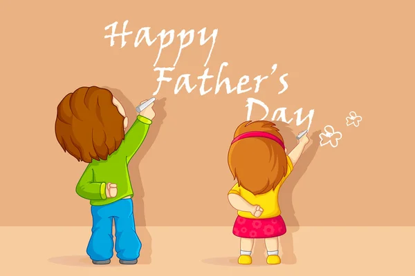 Kinderen schrijven van Father's Day bericht — Stockvector