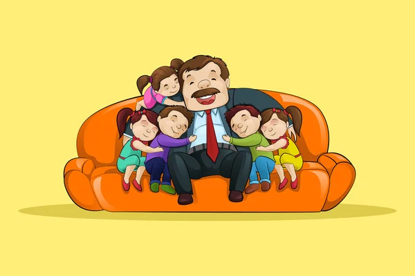 Father with Kid sitting in Sofa — Stock Vector