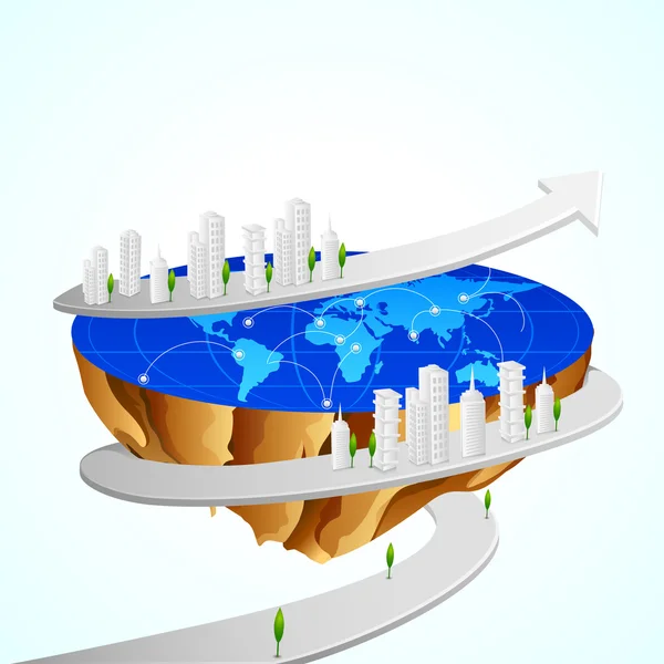 Edifícios em torno da Terra —  Vetores de Stock