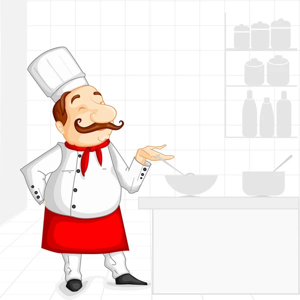 Chef cooking in Kitchen — Stock Vector