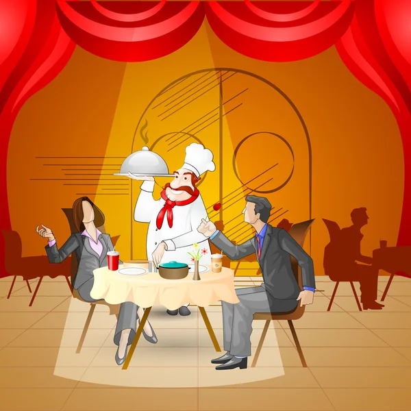 Couple au restaurant — Image vectorielle