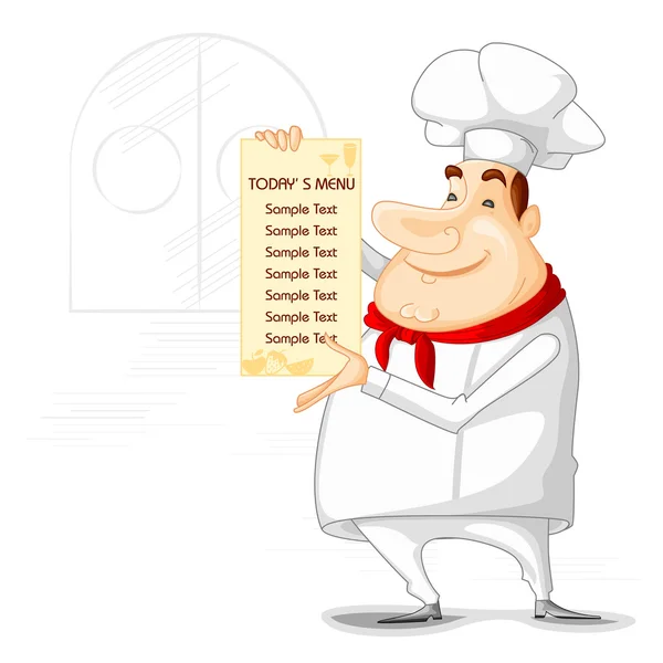 Chef Showing Menu — Stock Vector