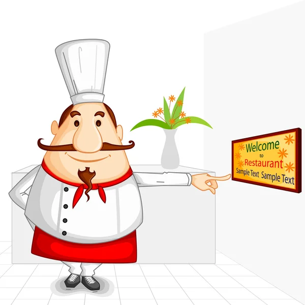 Chef welcoming in Restaurant — Stock Vector