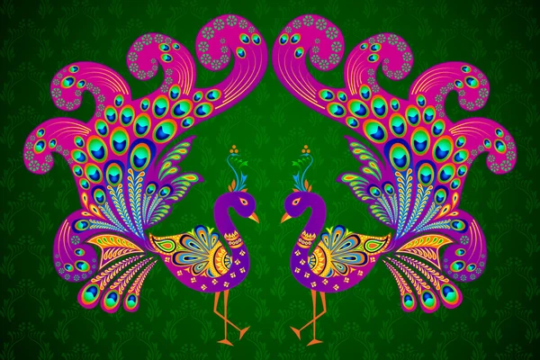 Colorido pavo real decorado — Vector de stock