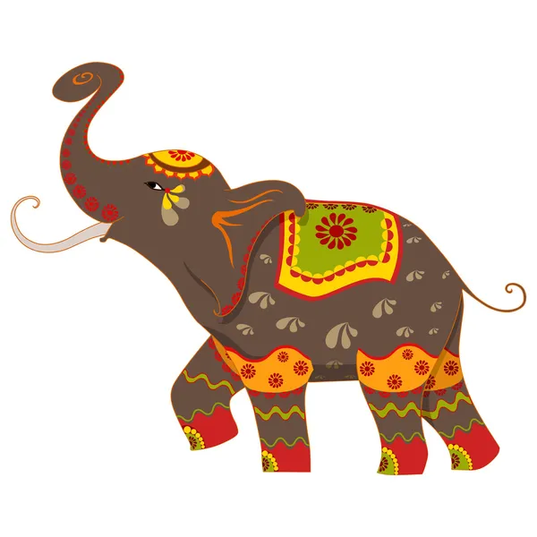 Elefante decorado — Vector de stock