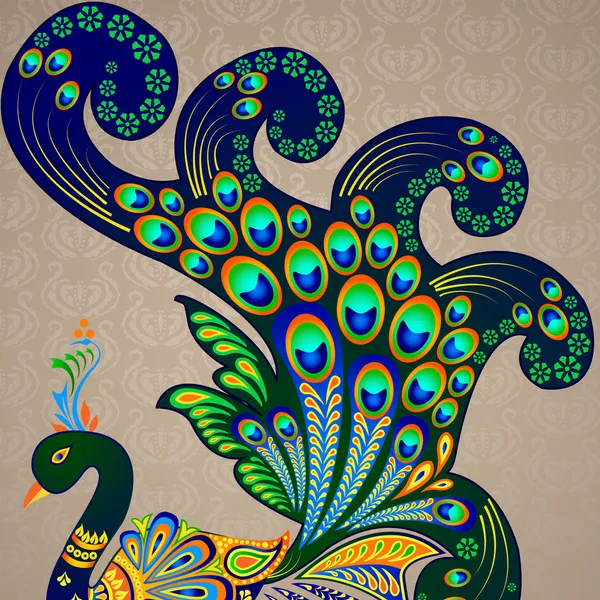 Colorido pavo real decorado — Vector de stock