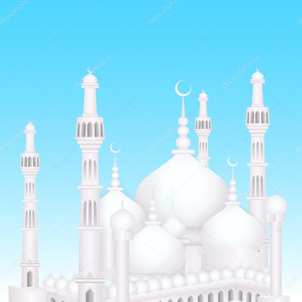 Eid Mubarak background with Islamic Mosque