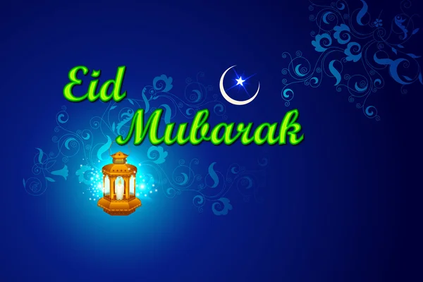 Lâmpada iluminada para fundo Eid Mubarak — Vetor de Stock