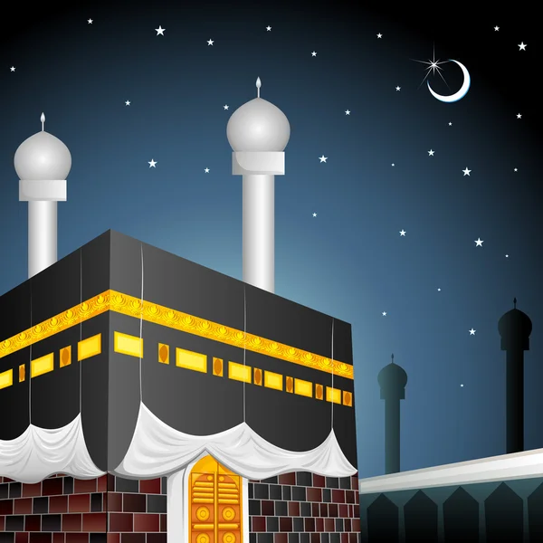 カーバ神殿と Eid Mubarak (祝福 fo Eid) — ストックベクタ