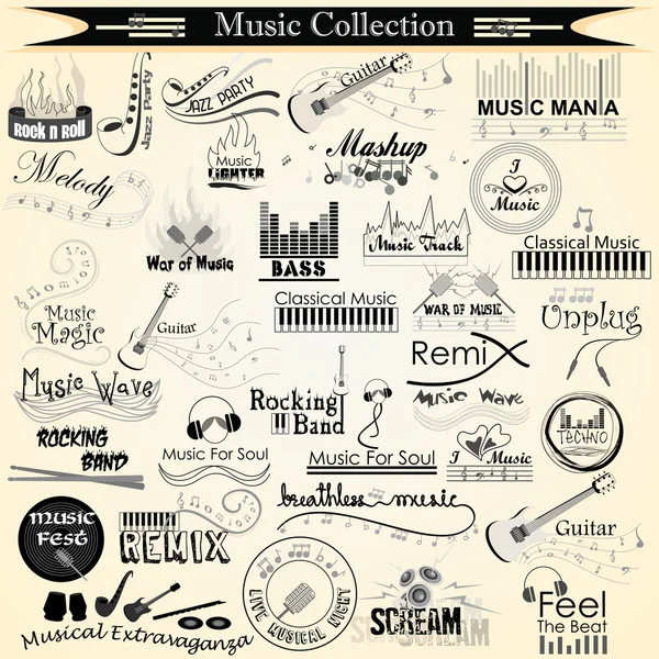 Muziek- en entertainmentsector kalligrafie — Stockvector