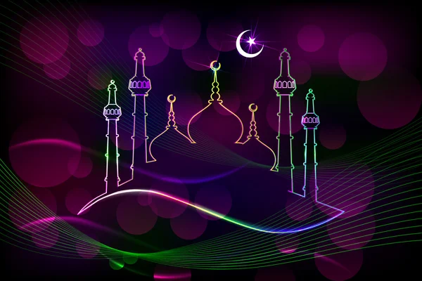 Eid Mubarak background with Islamic Mosque — Stock Vector