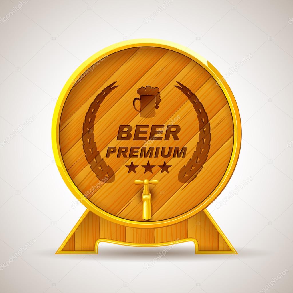 Vector illustration of Wooden Premium Beer Barrel