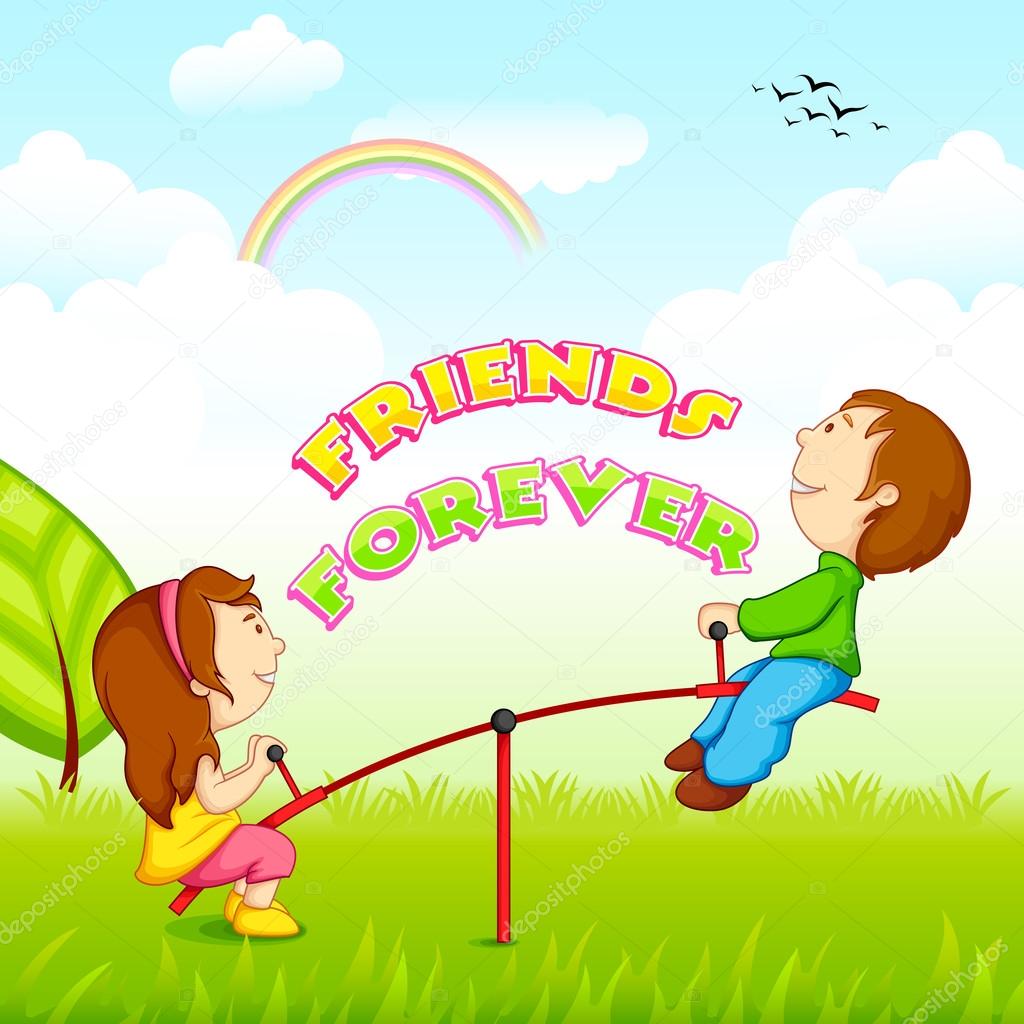 Kids riding on seesaw for Friendship Day