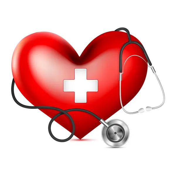 Stethoscope wrapping Heart — Stock Vector