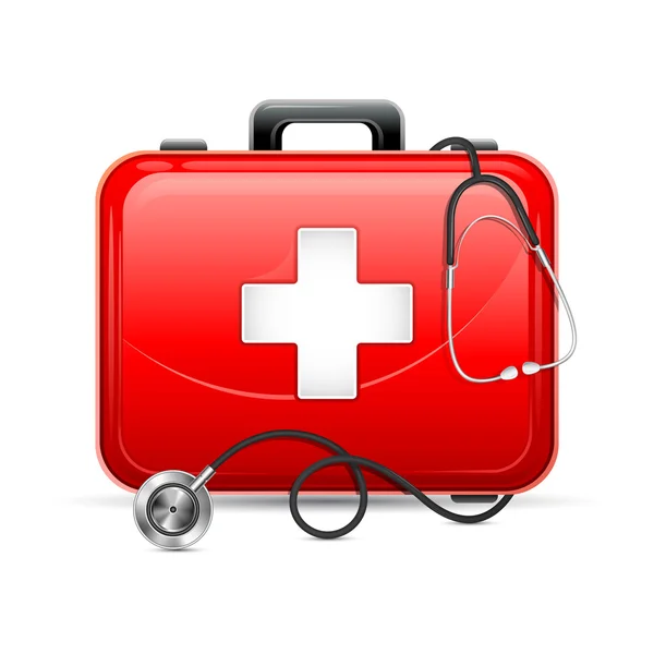 First aid box with Stethoscope — Stock Vector