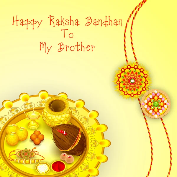 Rakhi pooja thali pro raksha bandhan — Stockový vektor