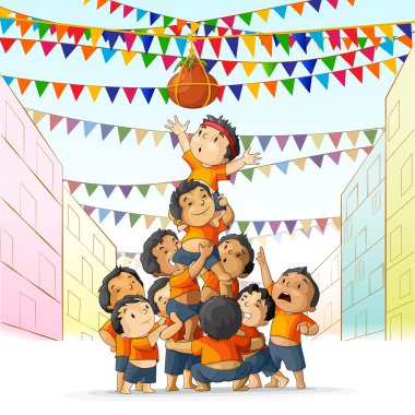 janmashtami içinde dahi handi oynarken çocuklar