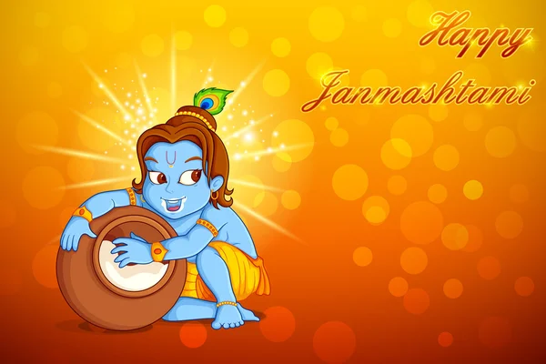 Signore Krishna rubare makhaan a Janmashtami — Vettoriale Stock