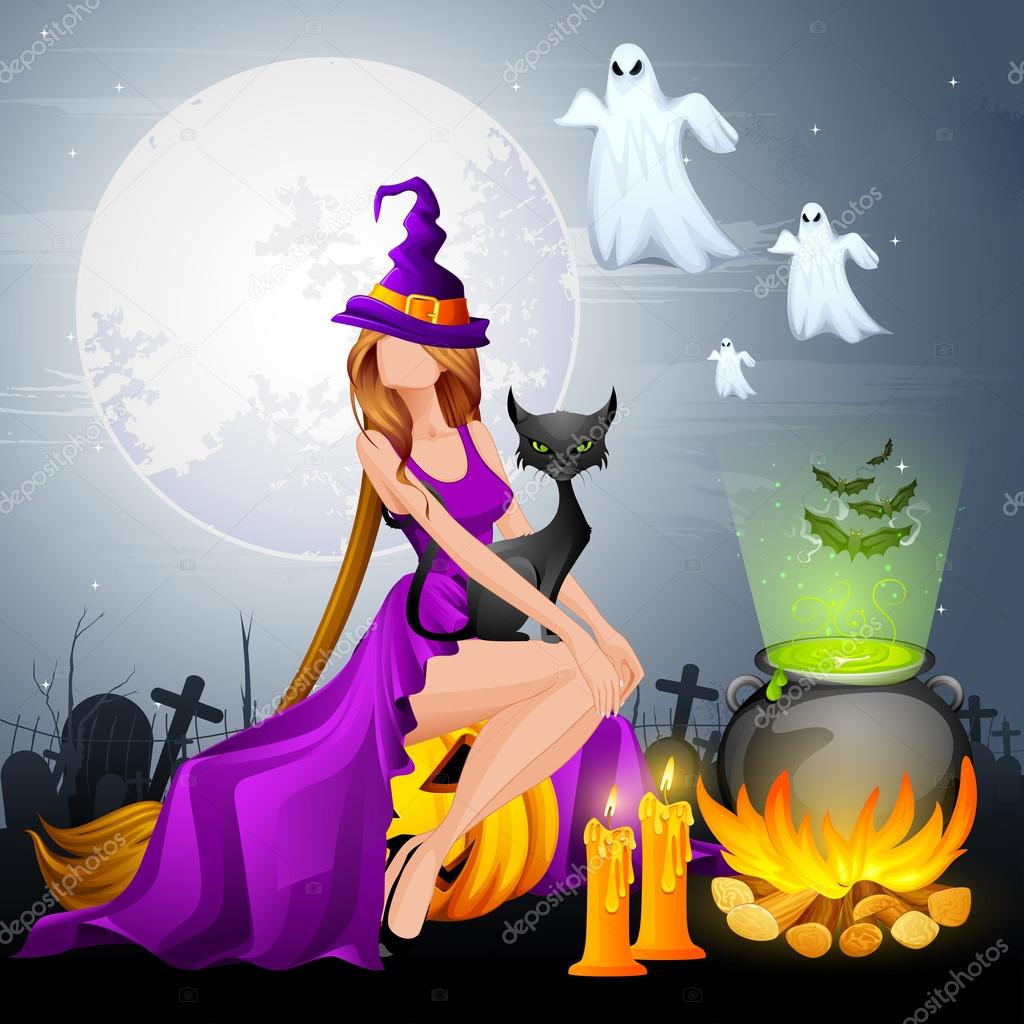 Witch preparing Poison in Cauldron