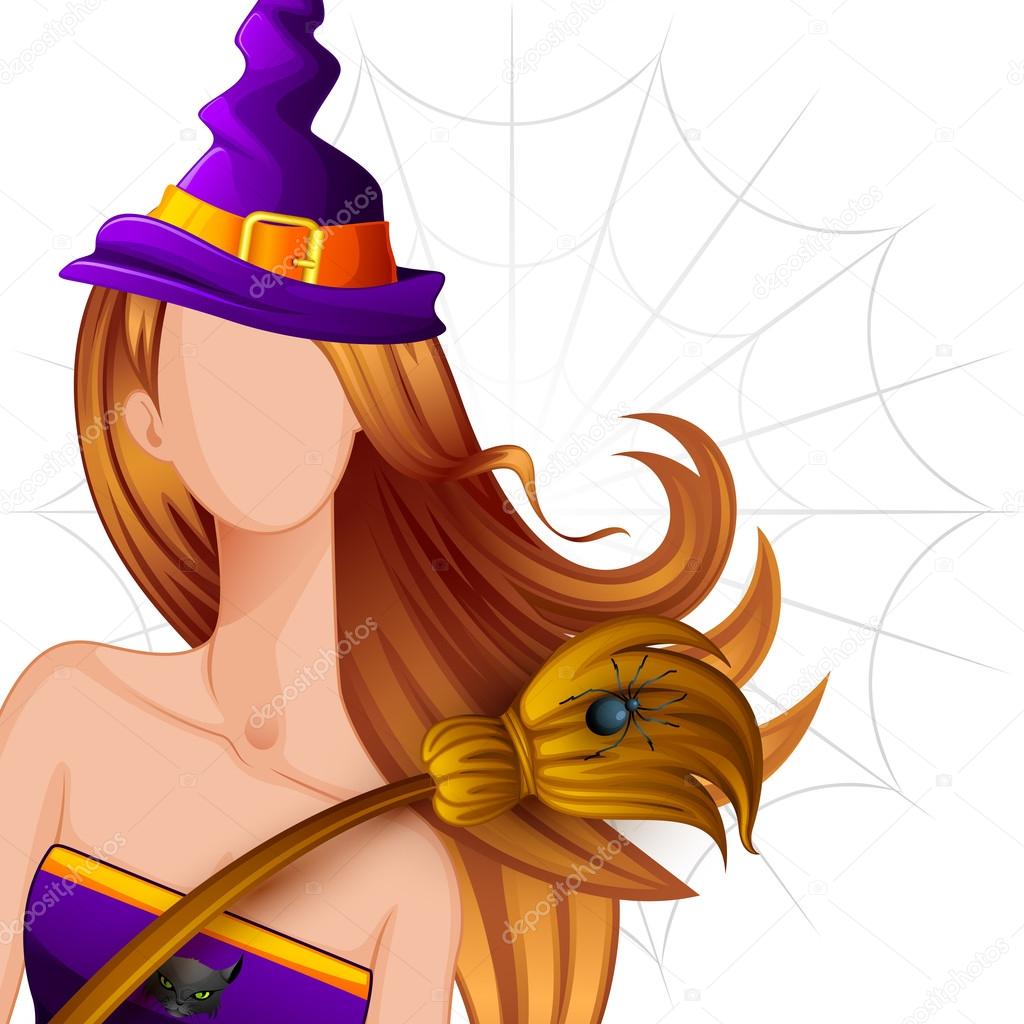 Halloween Witch with Broomstick