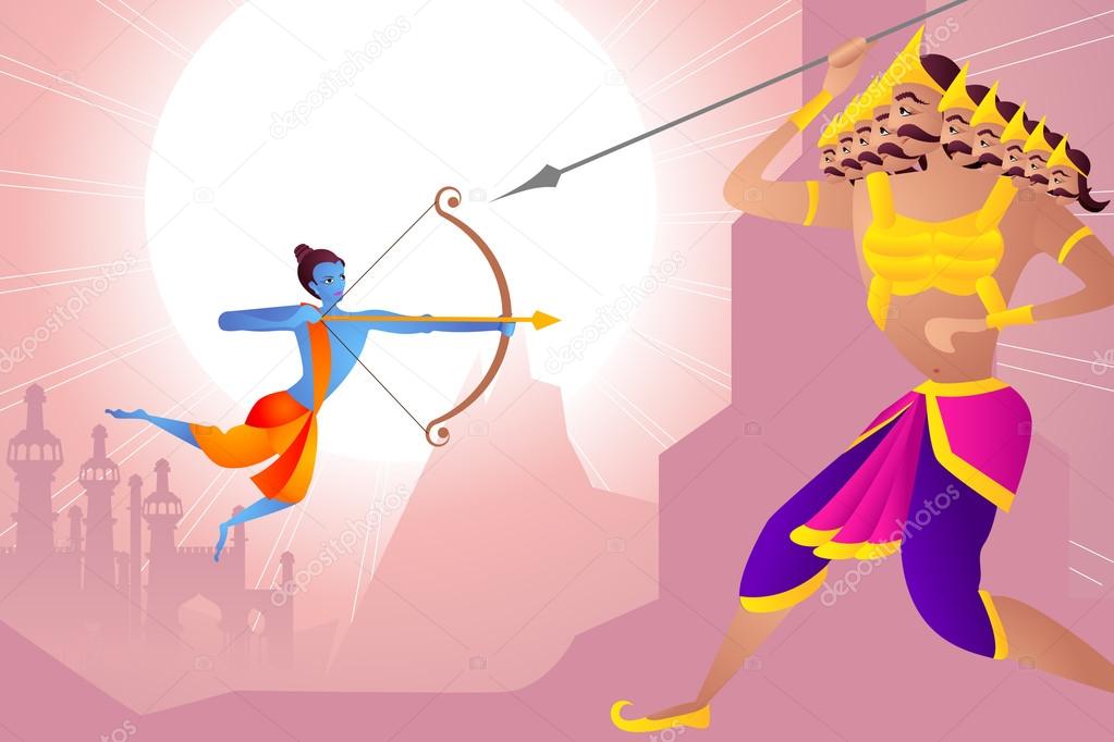 Rama killing Ravana in Dussehra