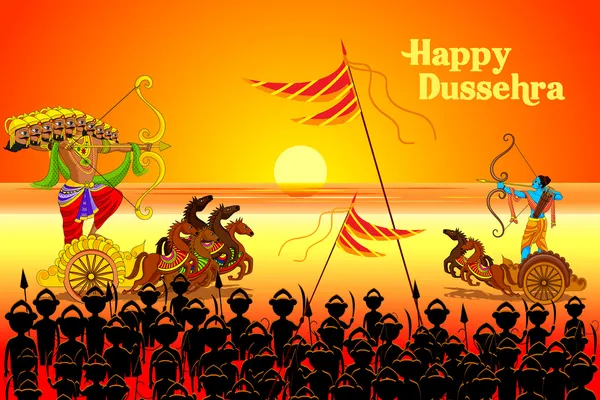 Rama öldürme ravana dussehra olarak — Stok Vektör