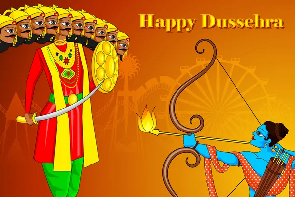 Rama zabijania Rawana dussehra — Wektor stockowy