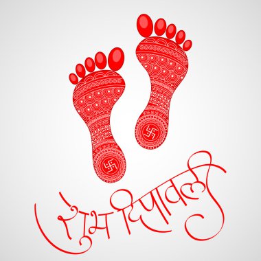 ayak izleri üzerinde diwali Tanrıça lakshami