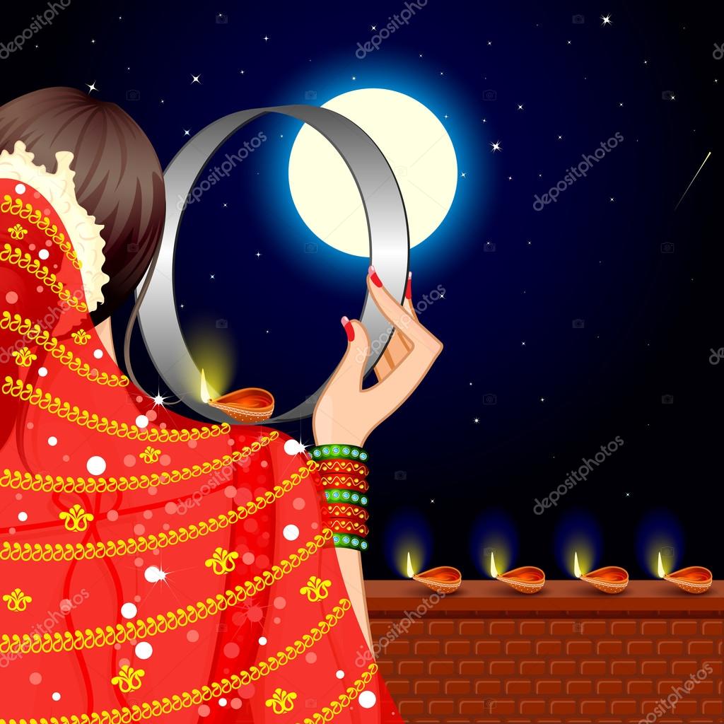 Indian Lady celebrating Karwa Chauth Stock Vector Image by ©stockshoppe #33511371 Indian Lady celebrating Karwa Chauth Stock Vector Image by ©stockshoppe #33511371