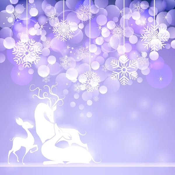 Reindeer family in Christmas background — Stock Vector