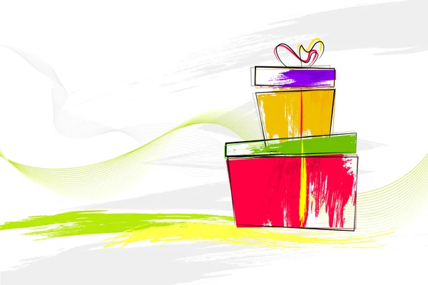 水彩色的礼品盒 — 图库矢量图片
