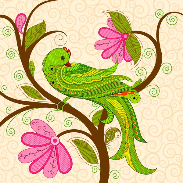 Färgglada dekorerade papegoja — Stock vektor