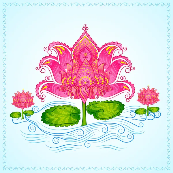 Decorated Lotus Flower — Stock Vector