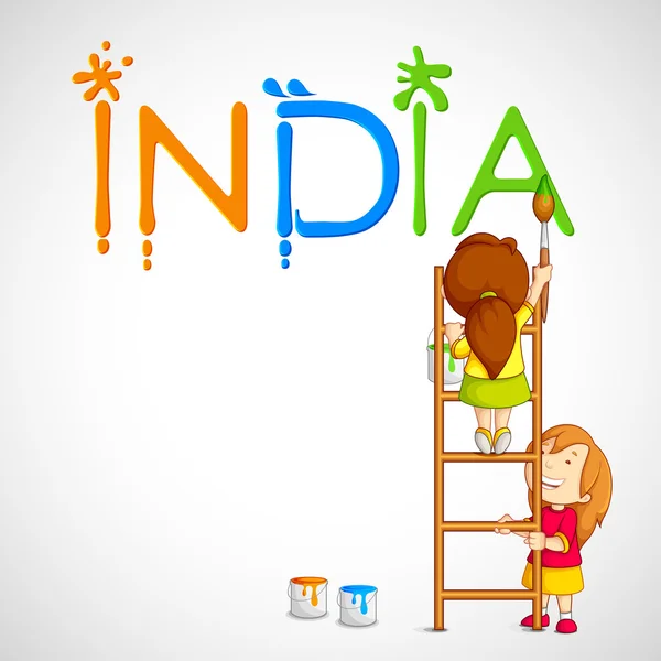 Kinderen schilderij tricolor india — Stockvector