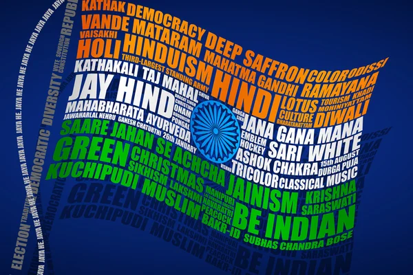 Bandera india en estilo tipográfico — Vector de stock