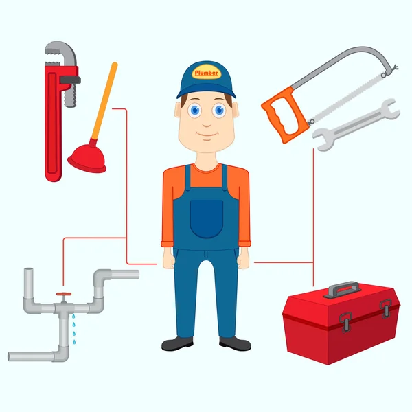 Plumber with Tool — Stock Vector