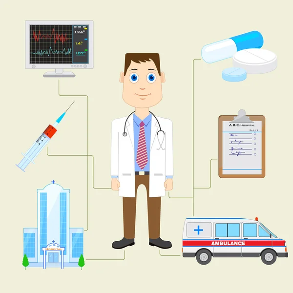 Médecin avec équipement — Image vectorielle