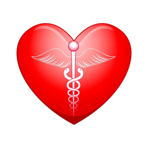 Símbolo médico en Corazón — Vector de stock