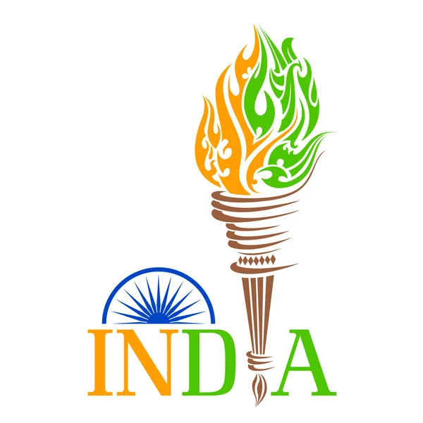 Огненный факел с Индийским триколо — стоковый вектор
