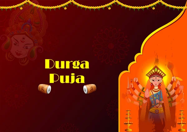 Happy Durga Puja fundo do festival para férias na Índia Dussehra — Vetor de Stock