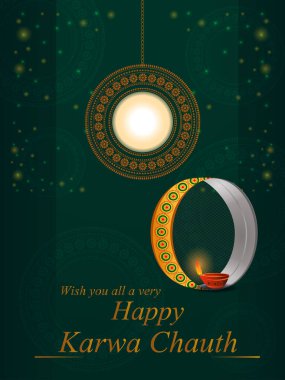 Hindistan Karwa Chauth bayram festivali için Hint Puja Thali