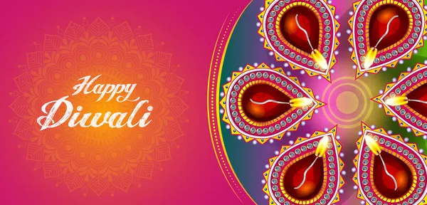 Glad Diwali festival semester firande av Indien hälsning bakgrund — Stock vektor
