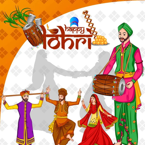 Mutlu Lohri tatil Punjab India Bayramı — Stok Vektör
