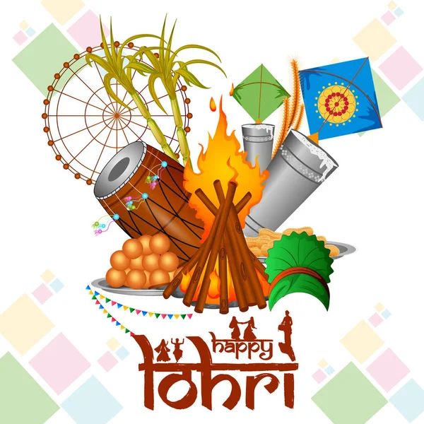 Щасливі Lohri свято фестиваль Пенджаб Індії — стоковий вектор