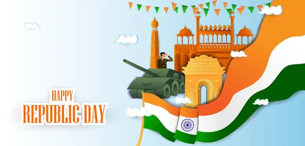 26 janvier Happy Republic Day of India fond — Image vectorielle